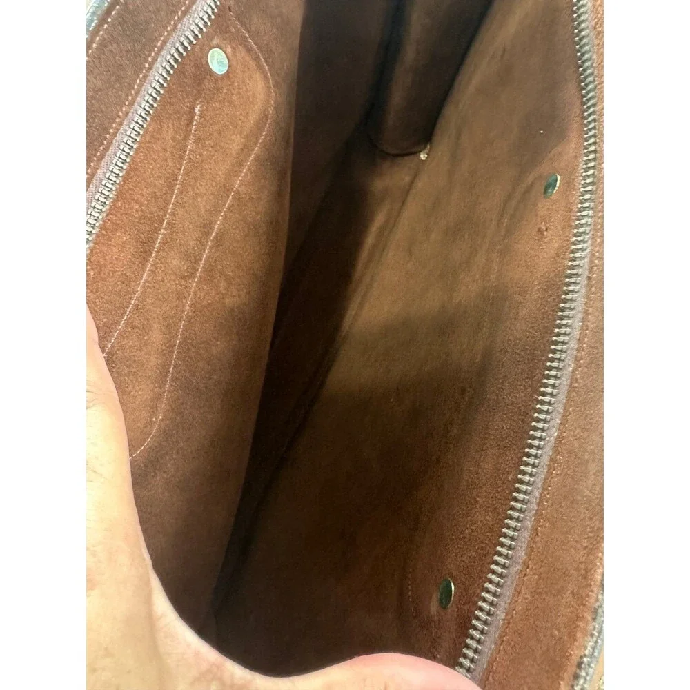 Michael Scott Vintage Tutone Suede Shag Leather Briefcase Portfolio Bag